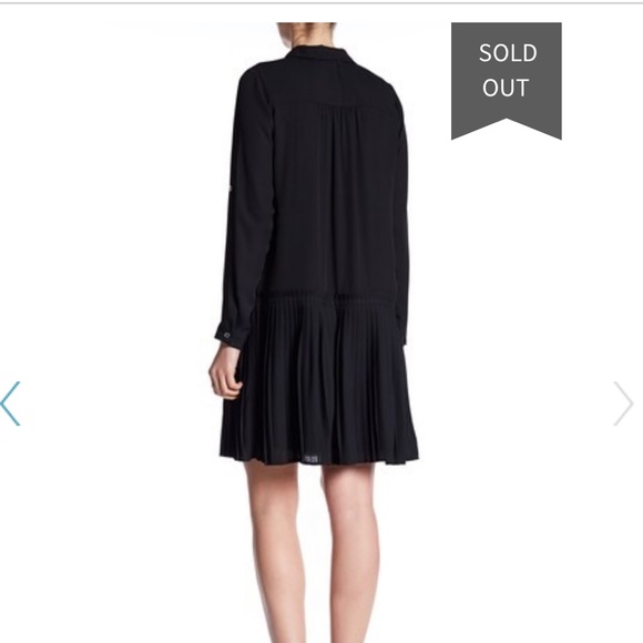 DR2 Daniel Rainn Pleated Shirt Dress Black Medium - Picture 5 of 6